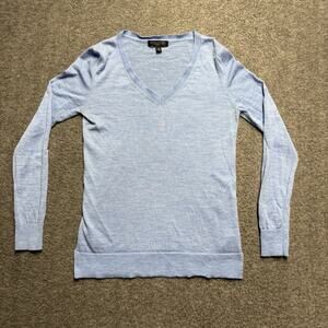 Banana Republic 100% Merino Wool Sweater/Shirt Womens XS Blue V-Neck Lightweight